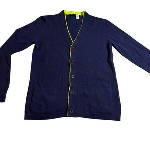 Marc Jacobs 100% Cashmere Cardigan | Navy w/ Neon Trim | Women’s Small